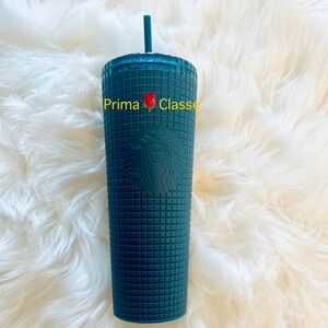 Starbucks Navy Blue Soft Touch Grid Studded Cold Cup Tumbler 24oz Venti 2023 NWT
